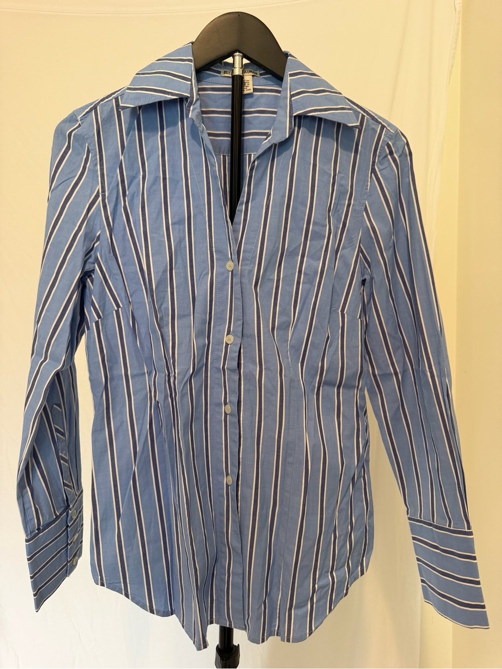Elliott Lauren Blue Striped Button Front Shirt Size 6